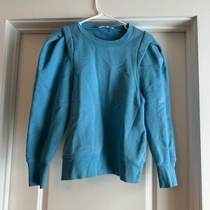 FRAME Pleated Panel Puff-sleeve Crewneck